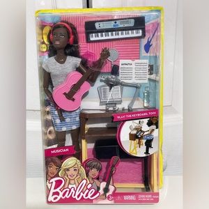Black Barbie Doll Musician with Guitar and piano keyboard New in Boz unopened